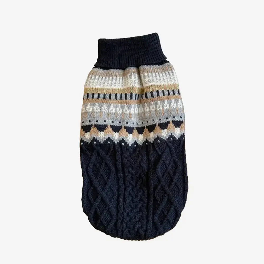 Fair Isle Pattern Knitted Linen Dog Jumper Sweater with Classic Collar