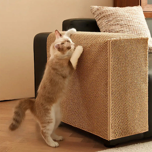 Faux Sisal Scratch-Resistant Sofa Armrest Protector Cover Cat Scratcher