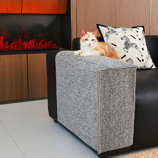 Faux Sisal Scratch-Resistant Sofa Armrest Protector Cover for Cats
