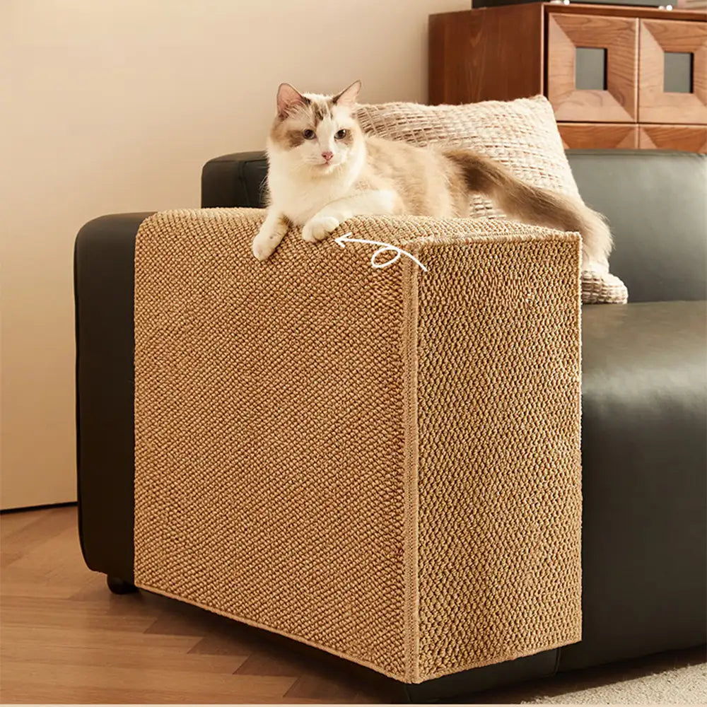 Faux Sisal Scratch-Resistant Sofa Armrest Protector Cover Cat Scratcher