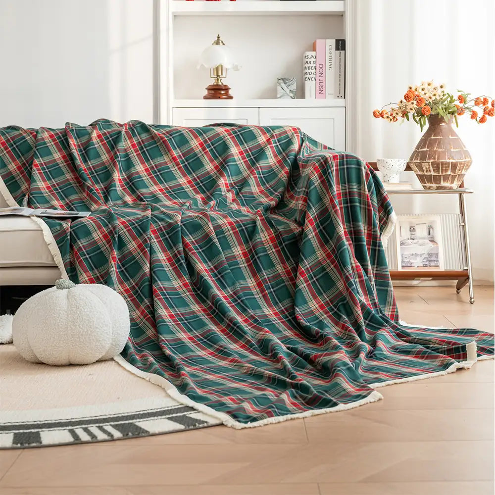 Festive Plaid Colour Block Sofa Decoration Sofa Cover