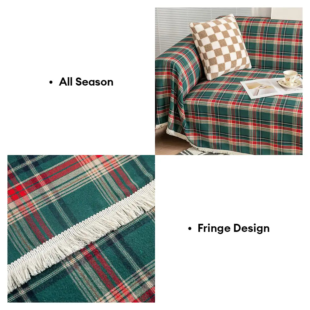 Festive Plaid Colour Block Sofa Decoration Sofa Cover