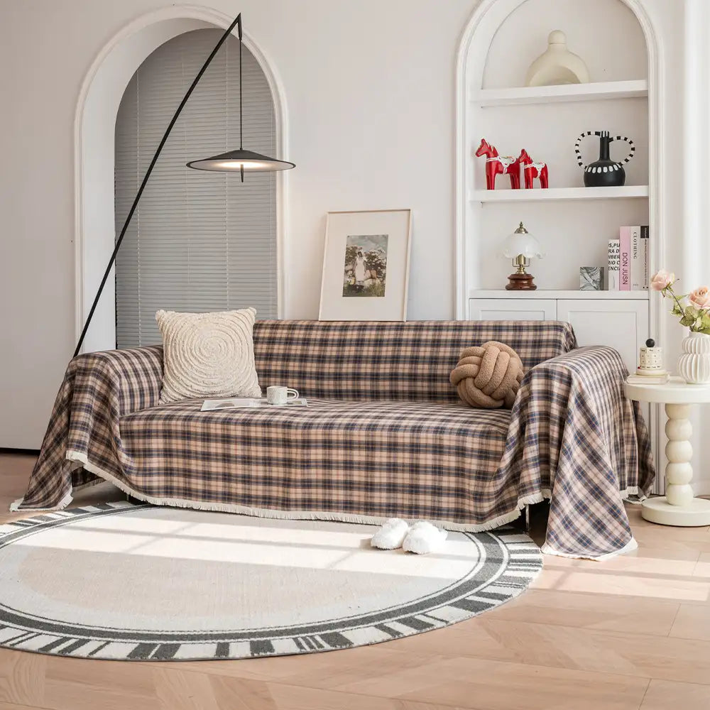 Festive Plaid Colour Block Sofa Decoration Sofa Cover