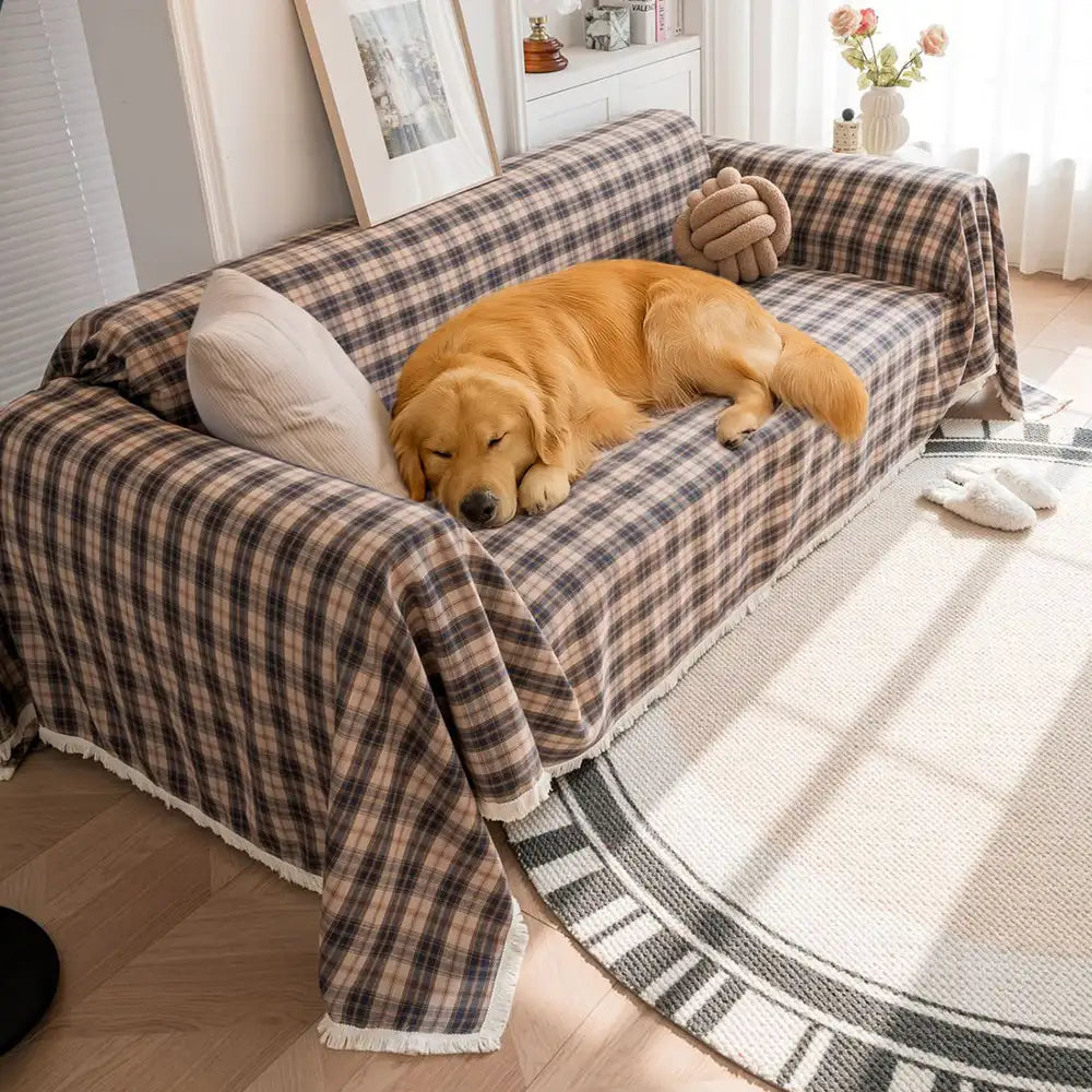 Festive Plaid Colour Block Sofa Decoration Sofa Cover