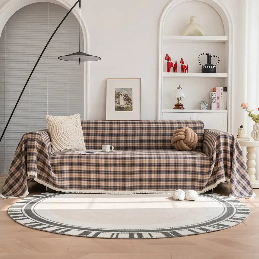 Festive Plaid Colour Block Sofa Decoration Sofa Cover
