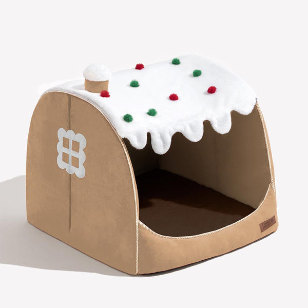 Festive Snow House Orthopaedic Dog Bed - Christmas Warmth