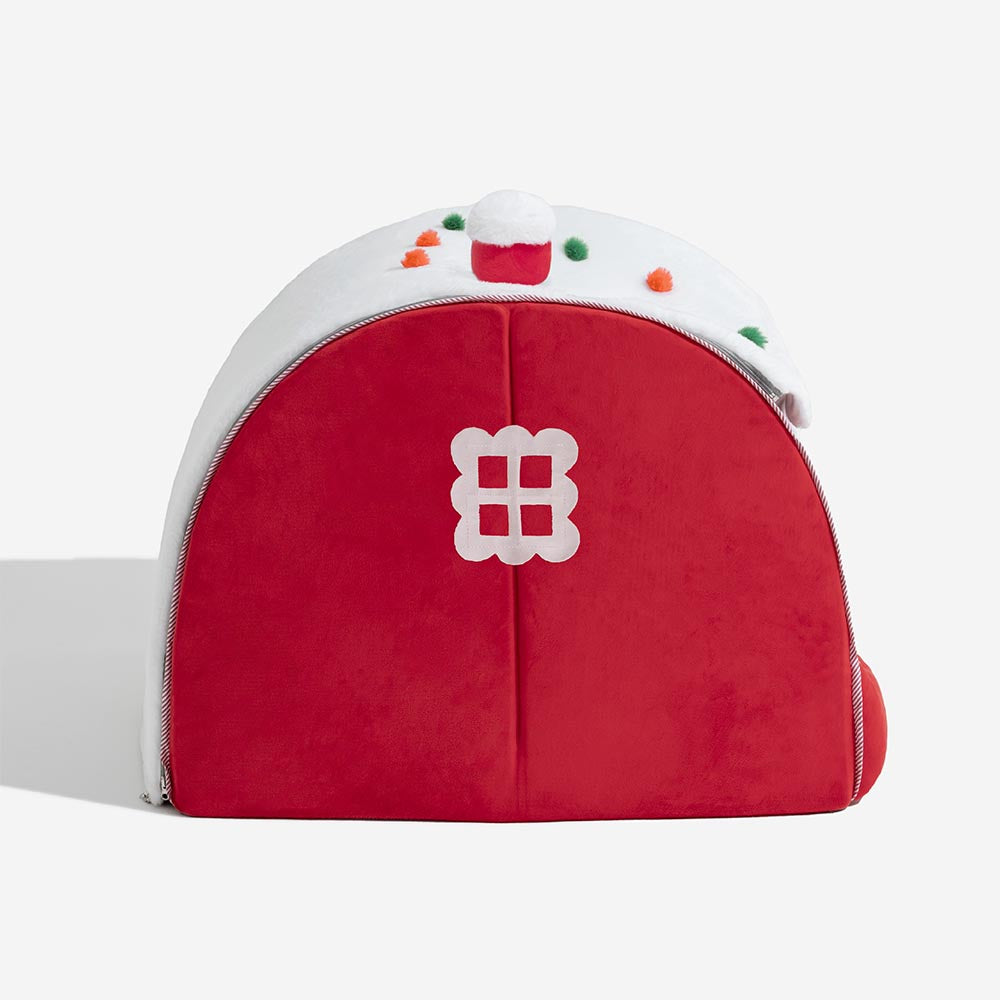 Festive Snow House Orthopaedic Dog Bed - Christmas Warmth
