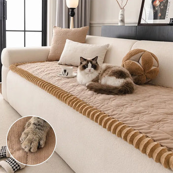 Flannel Comfortable Scratch-Resistant Cute Paw Print Non-slip Couch Cover - Paw