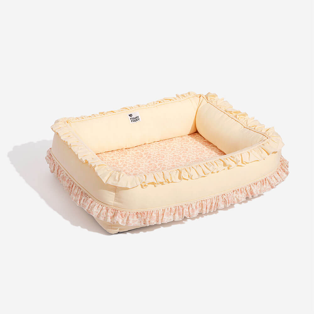 Floral Orthopaedic Dog Bed Calming Pet Bed with Pillow