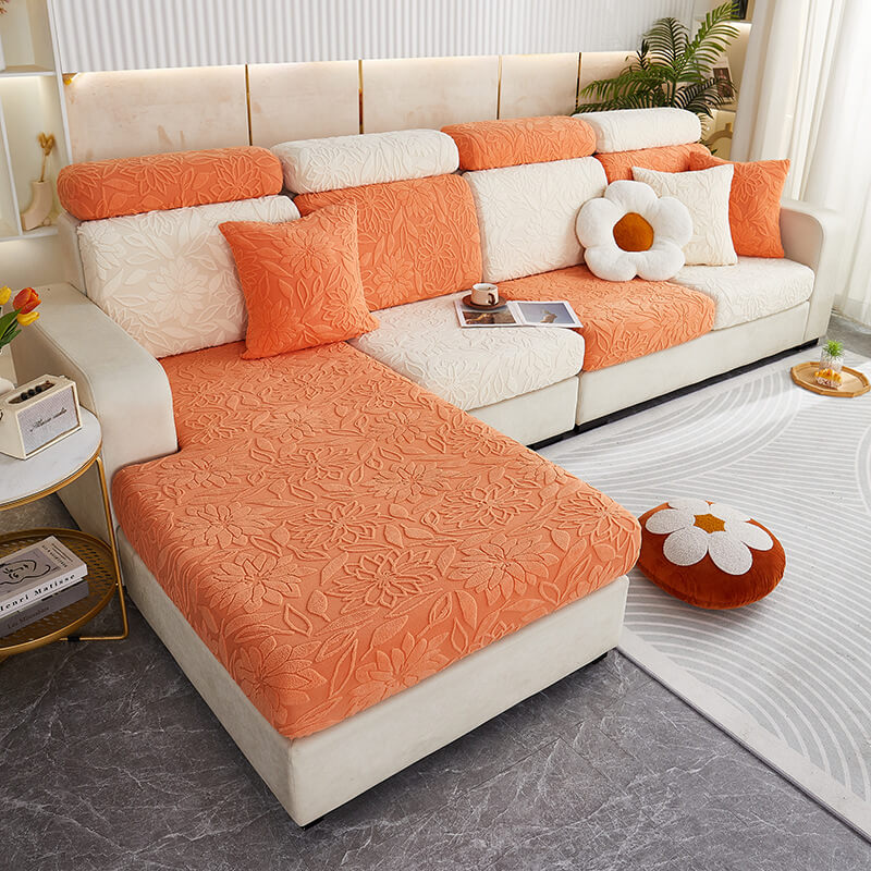 Floral Velvet Stretch Full Wrap Sofa Protector Sofa Cover