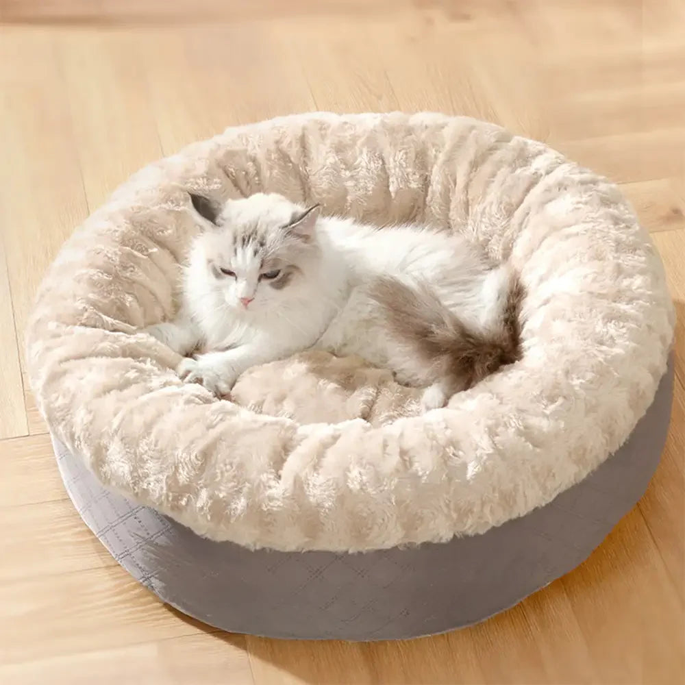Fluffy Faux Rabbit Fur Warm Donut Dog & Cat Bed