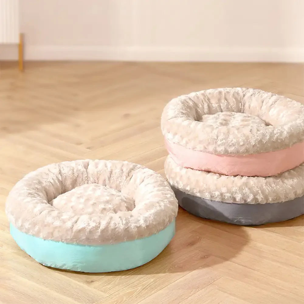 Fluffy Faux Rabbit Fur Warm Donut Dog & Cat Bed