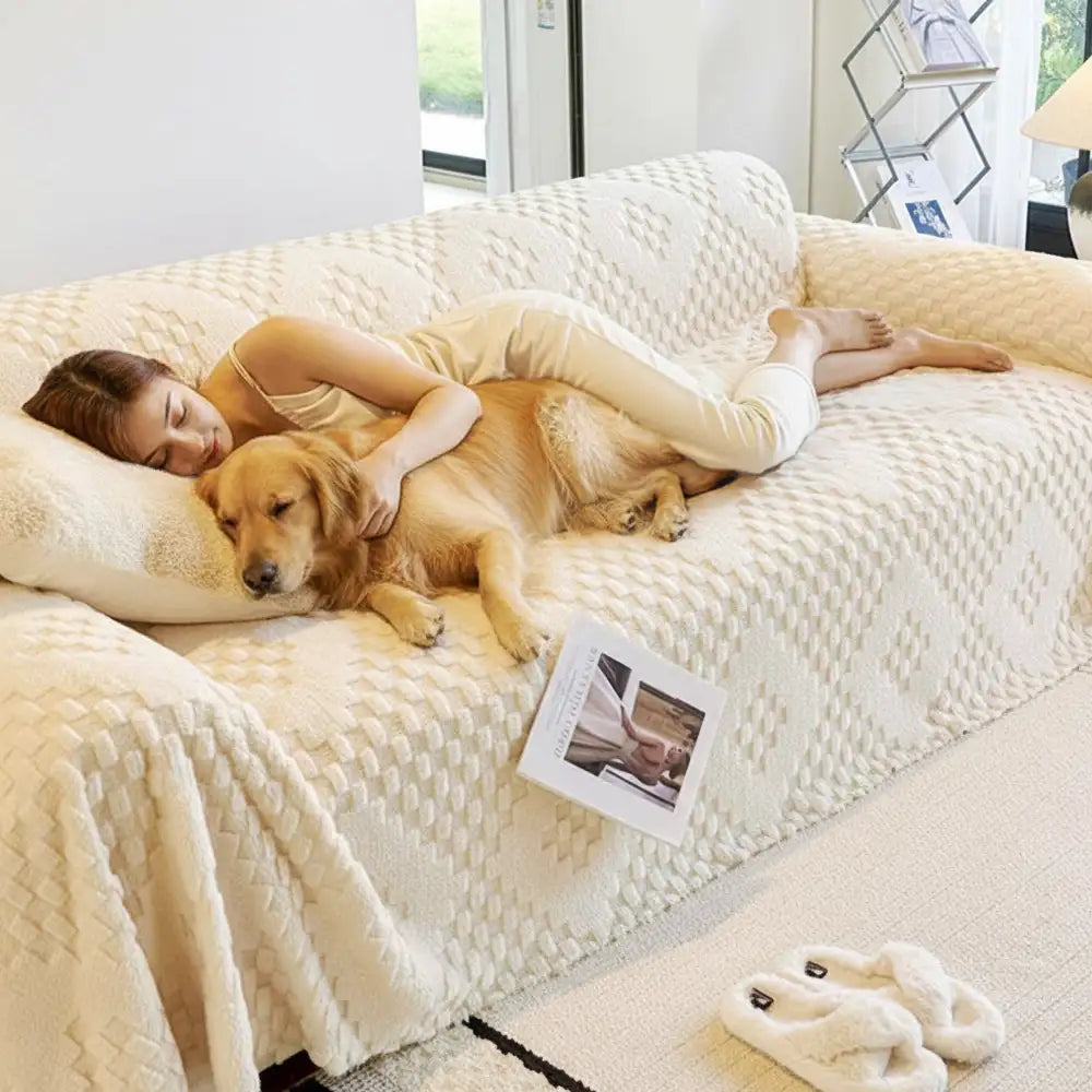 Fluffy Jacquard Velvet Scratch-Resistant Thickened Sofa Blanket Sofa Cover
