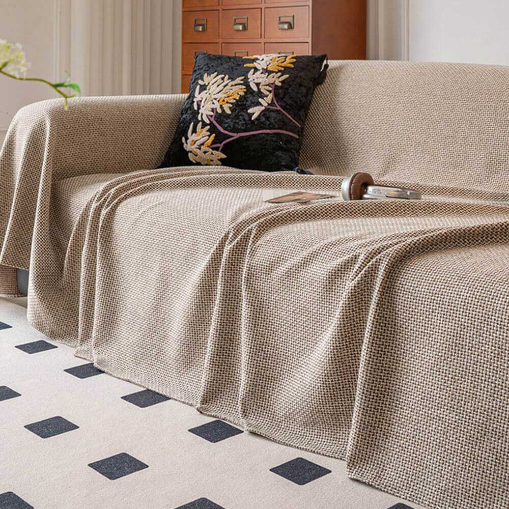 Breathable Woven Linen-Look Scratch-Resistant Throw Sofa Cover