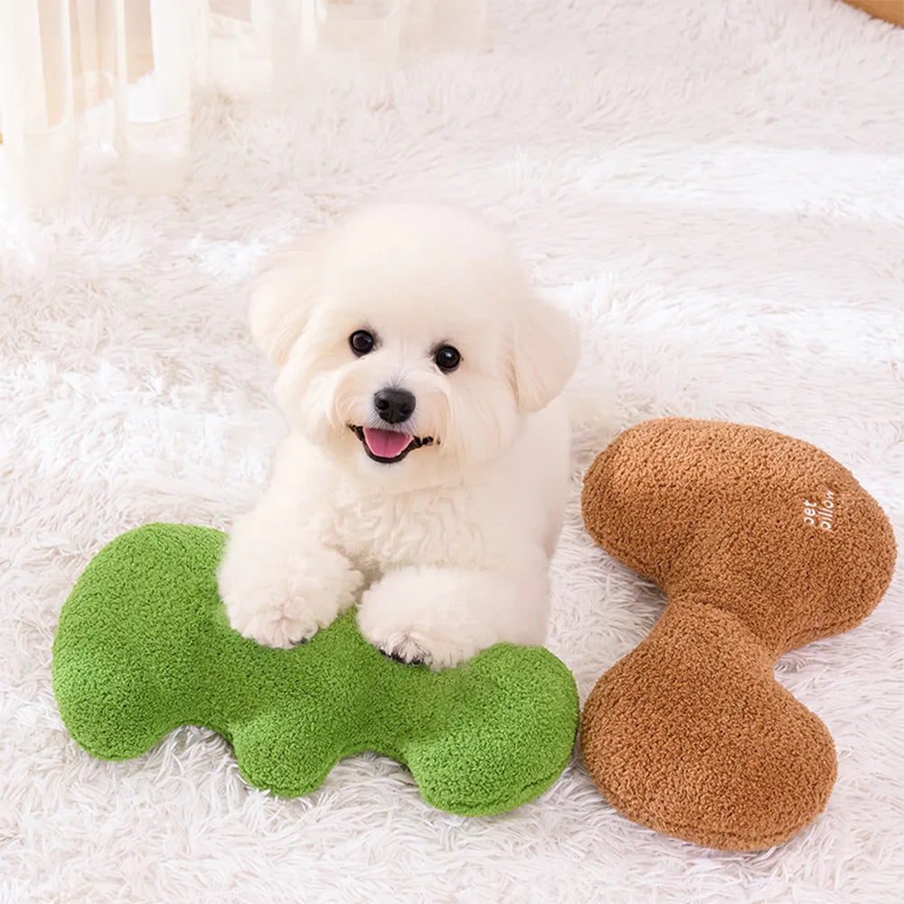 Bone-Shaped Playful Squeaky Dog Toy Pet Pillow