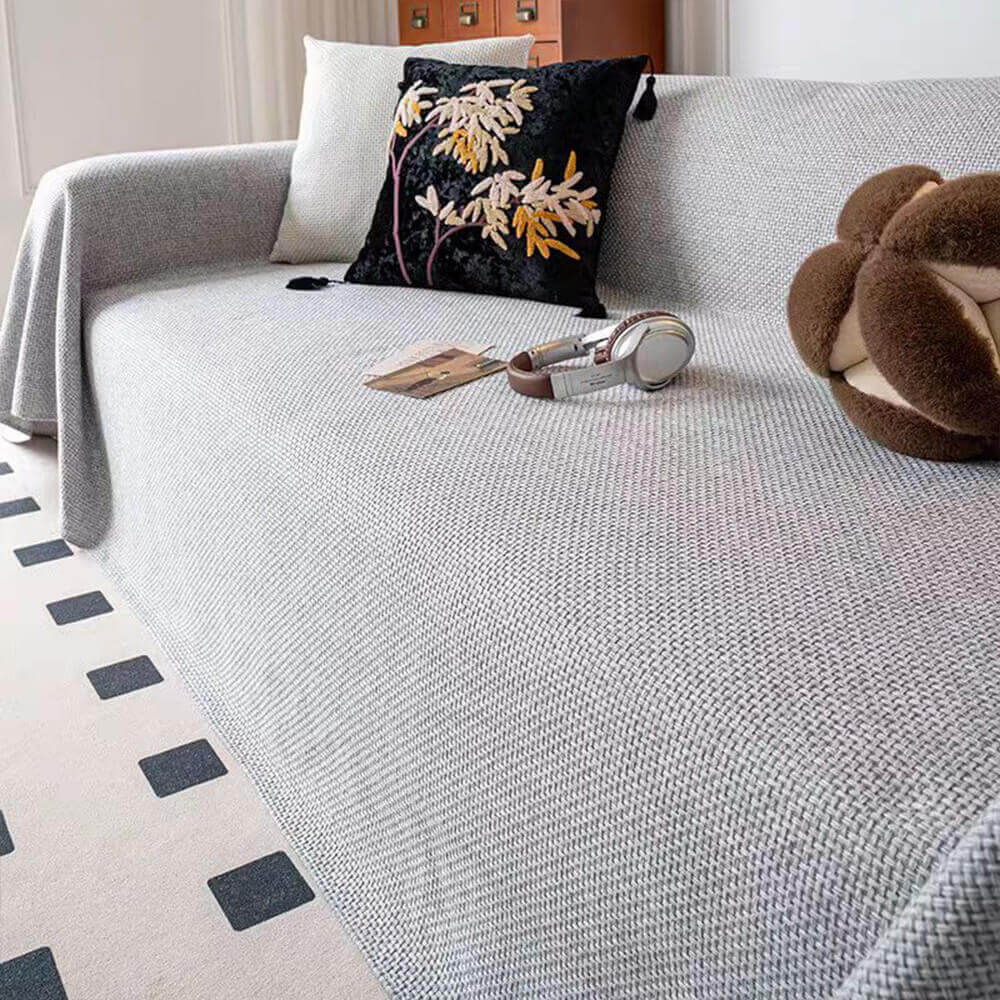 Breathable Woven Linen-Look Scratch-Resistant Throw Sofa Cover