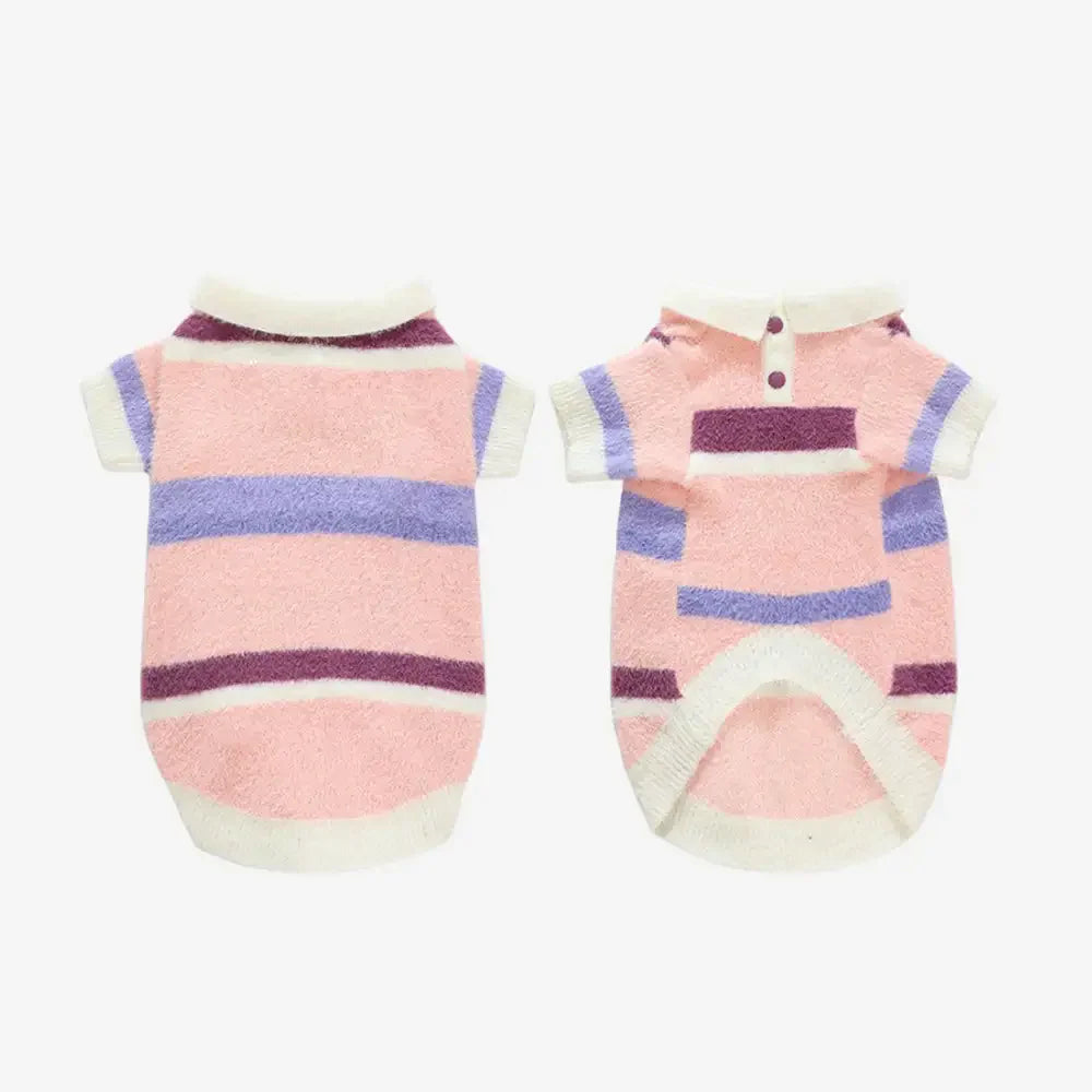 Color-Blocked Striped Faux Mink Fur Warm Dog Jumper Puppy Clothing