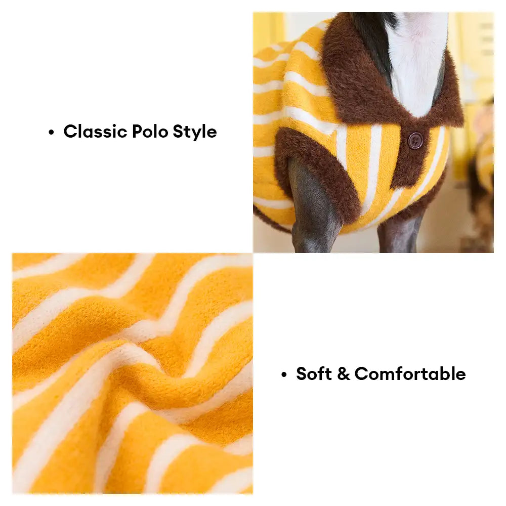 Color Blocked Striped Dachshund Polo Collar Dog Jumper Dog Clothes Sweater
