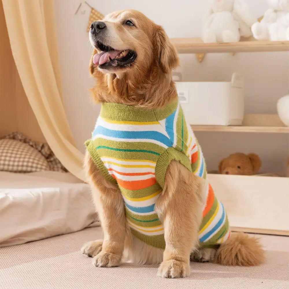 Color Blocked Striped Dog Jumper-Dog Clothes Suitable For Large Dogs