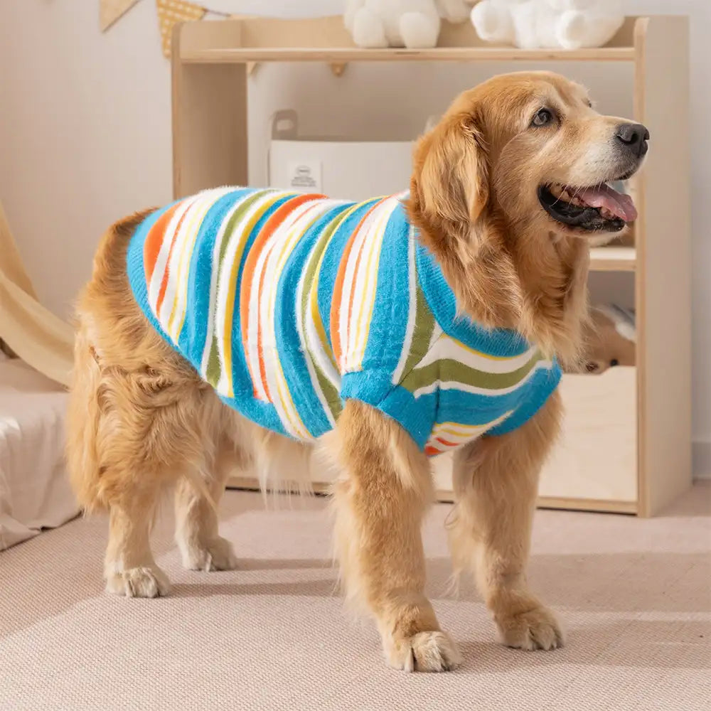 Color Blocked Striped Dog Jumper-Dog Clothes Suitable For Large Dogs