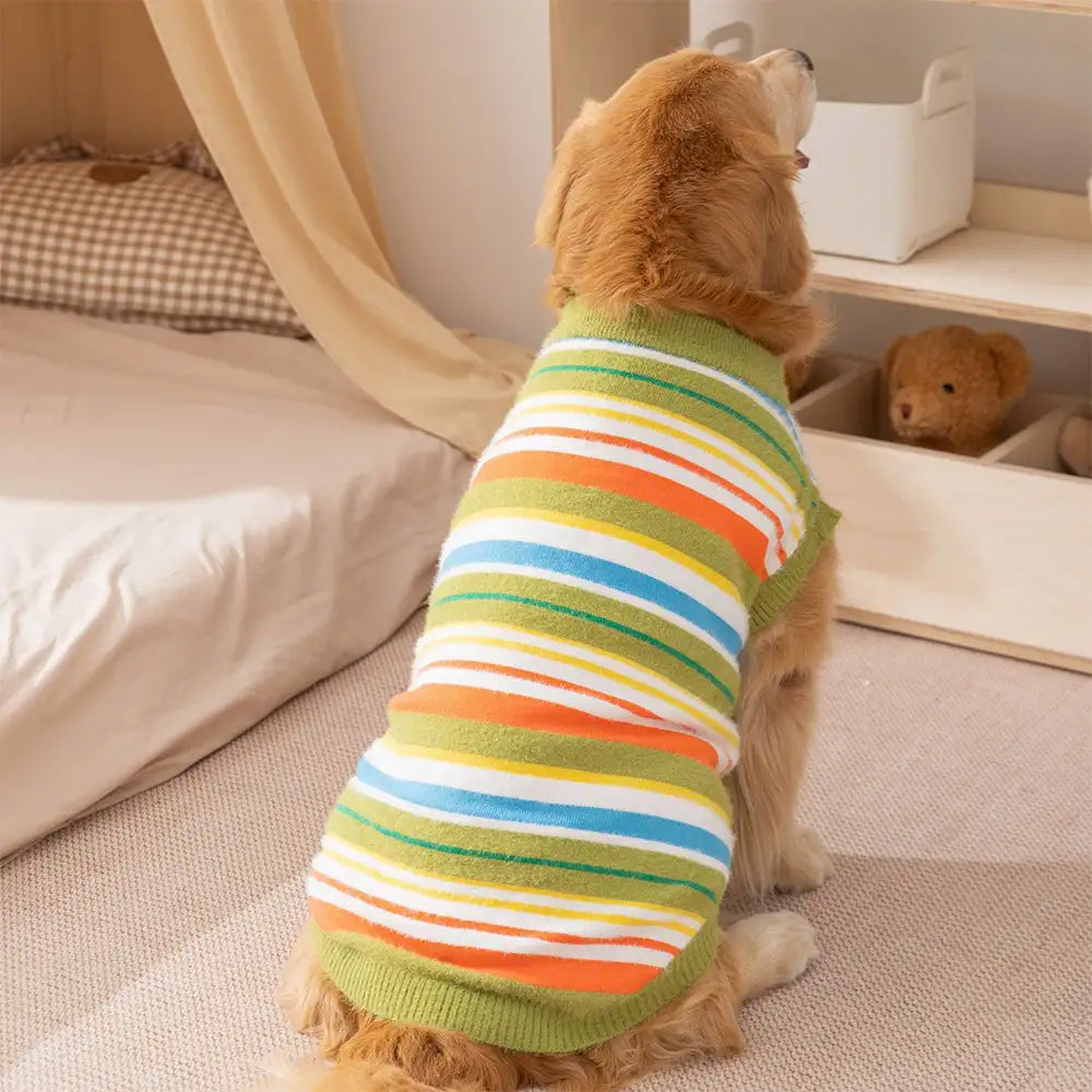 Color Blocked Striped Dog Jumper-Dog Clothes Suitable For Large Dogs