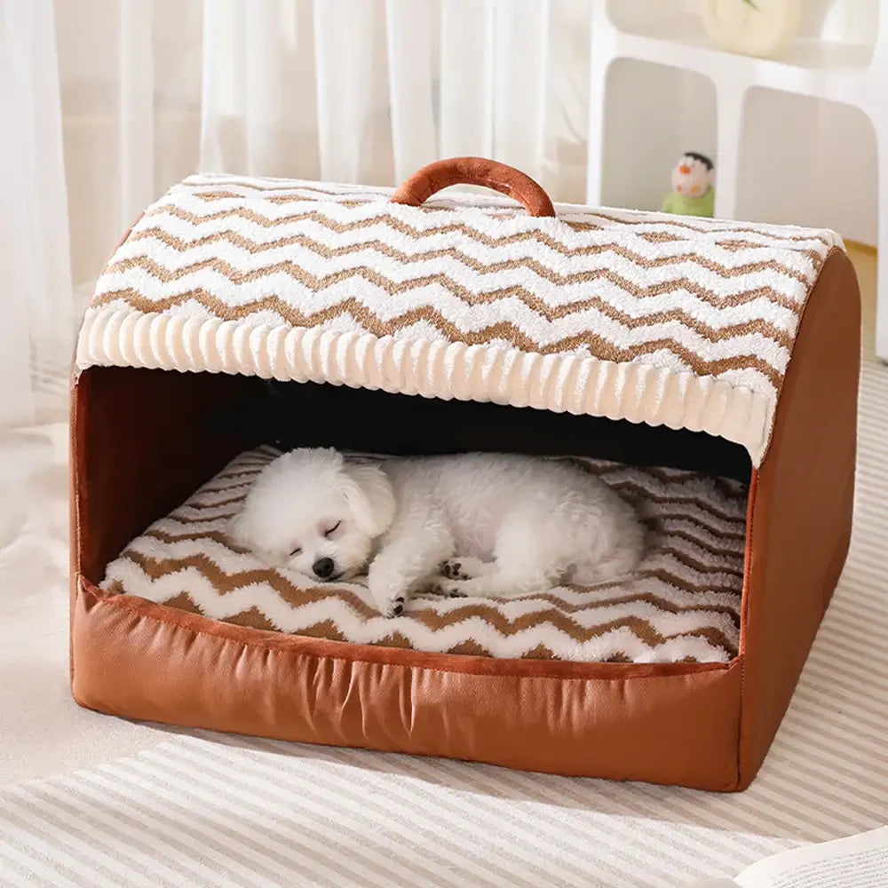 Cosy Cabin Portable Semi-Enclosed Dog Bed with Roof Warming And Durable