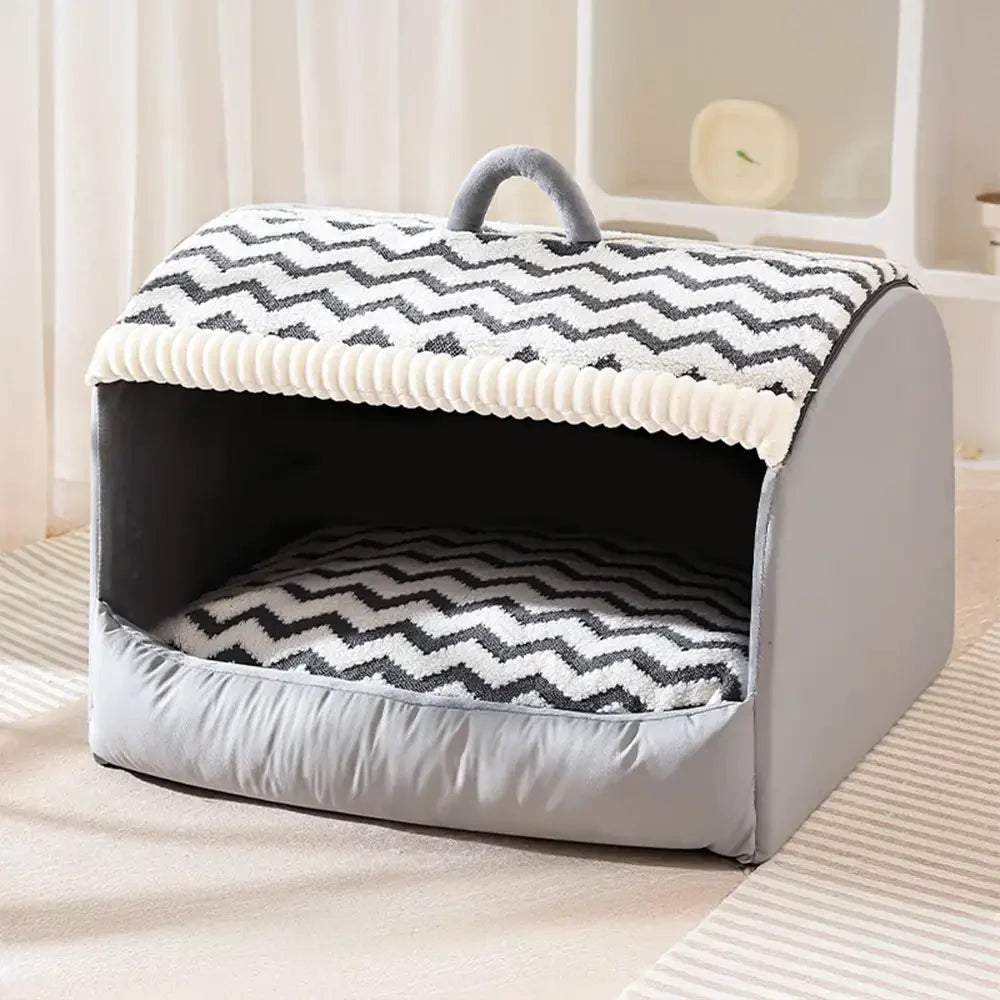 Cosy Cabin Portable Semi-Enclosed Dog Bed with Roof Warming And Durable