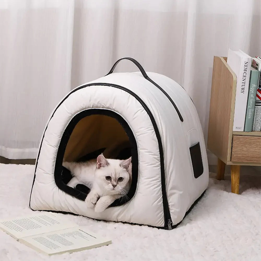 Cosy Enclosed Water-Repellent Washable Cat Cave Deep Sleep Dog Bed