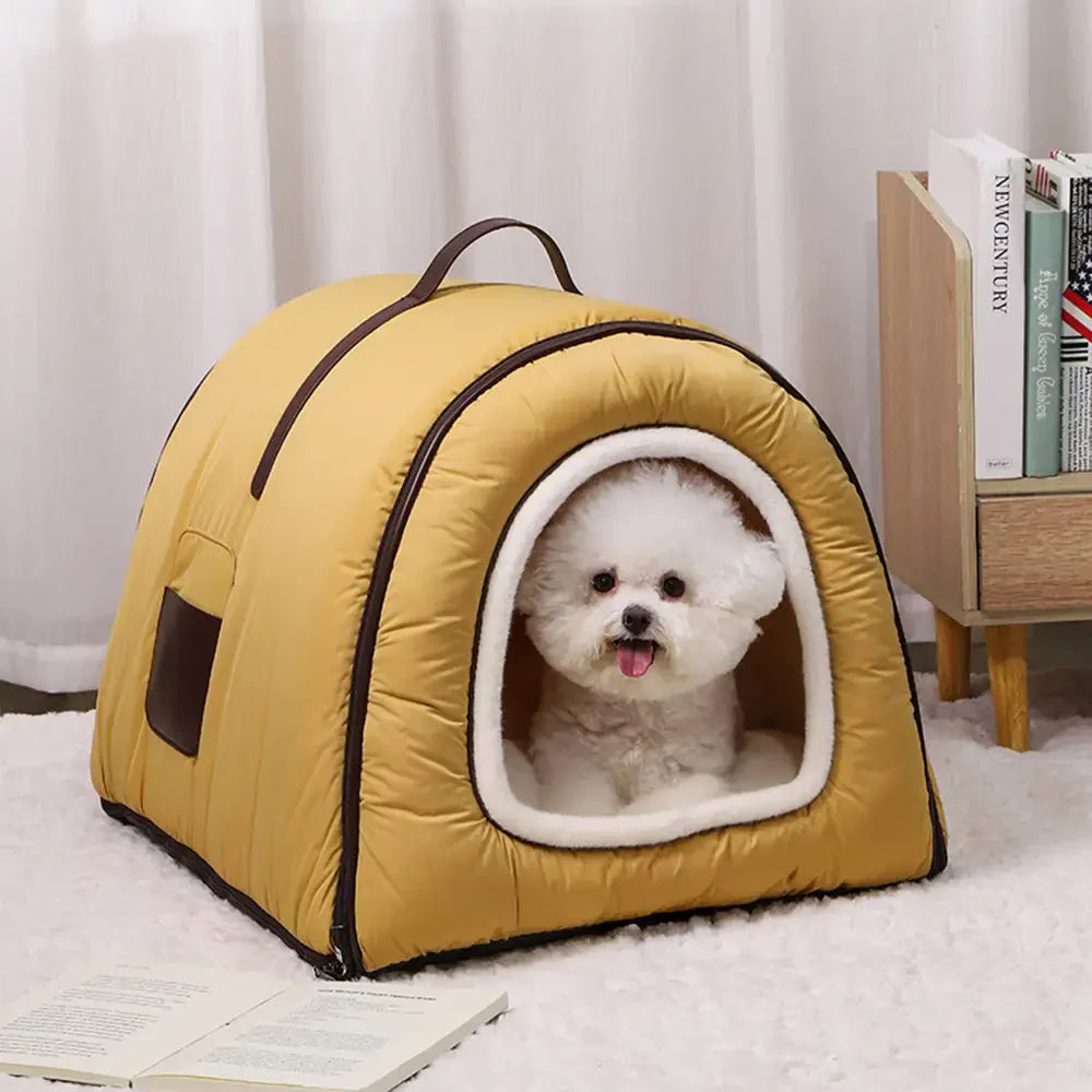 Cosy Enclosed Water-Repellent Washable Cat Cave Deep Sleep Dog Bed