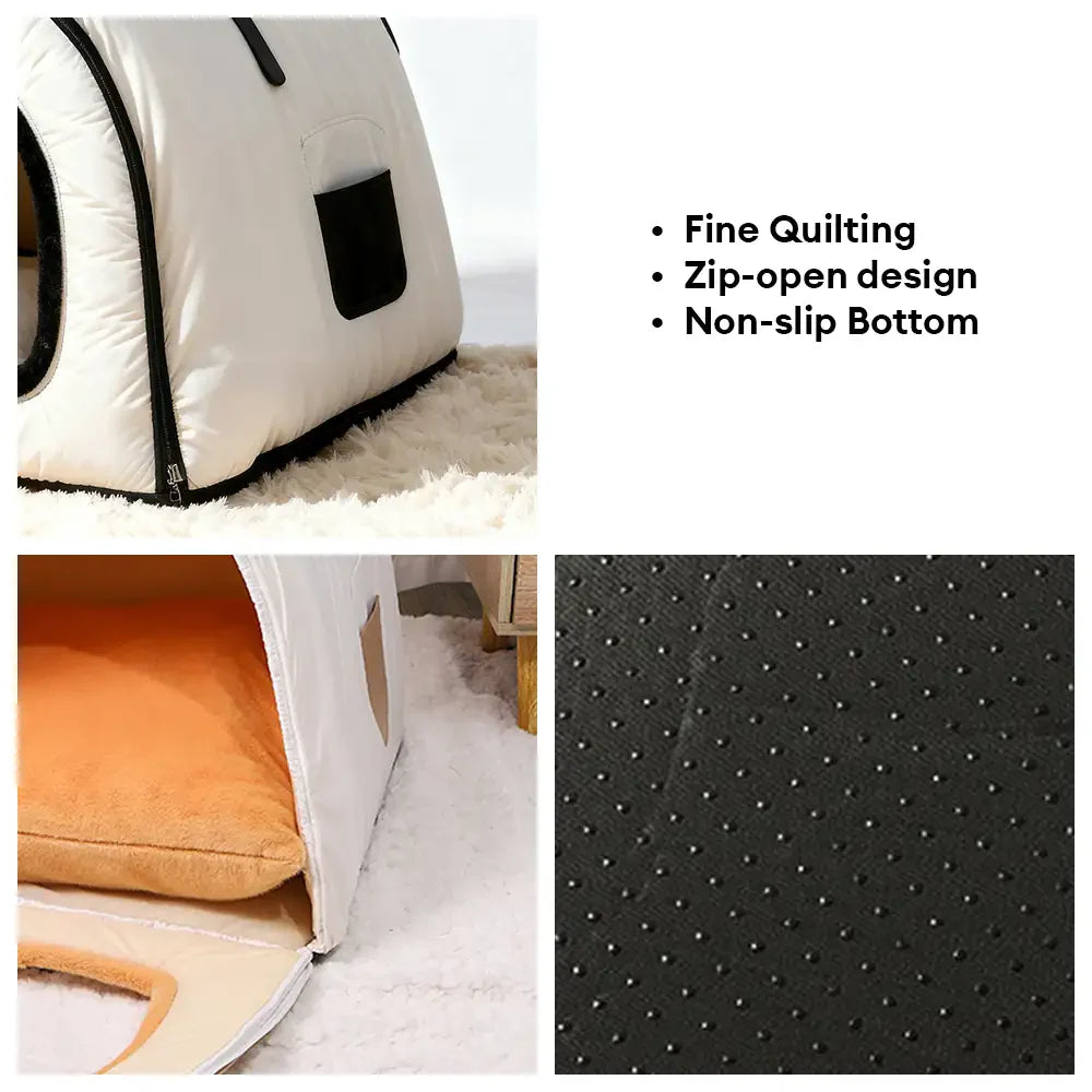 Cosy Enclosed Water-Repellent Washable Cat Cave Deep Sleep Dog Bed