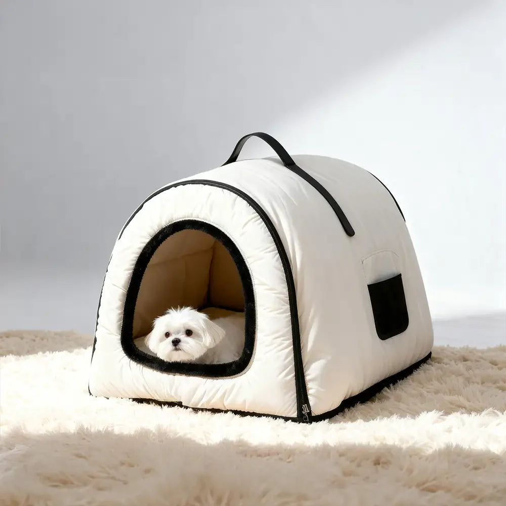 Cosy Enclosed Water-Repellent Washable Cat Cave Deep Sleep Dog Bed