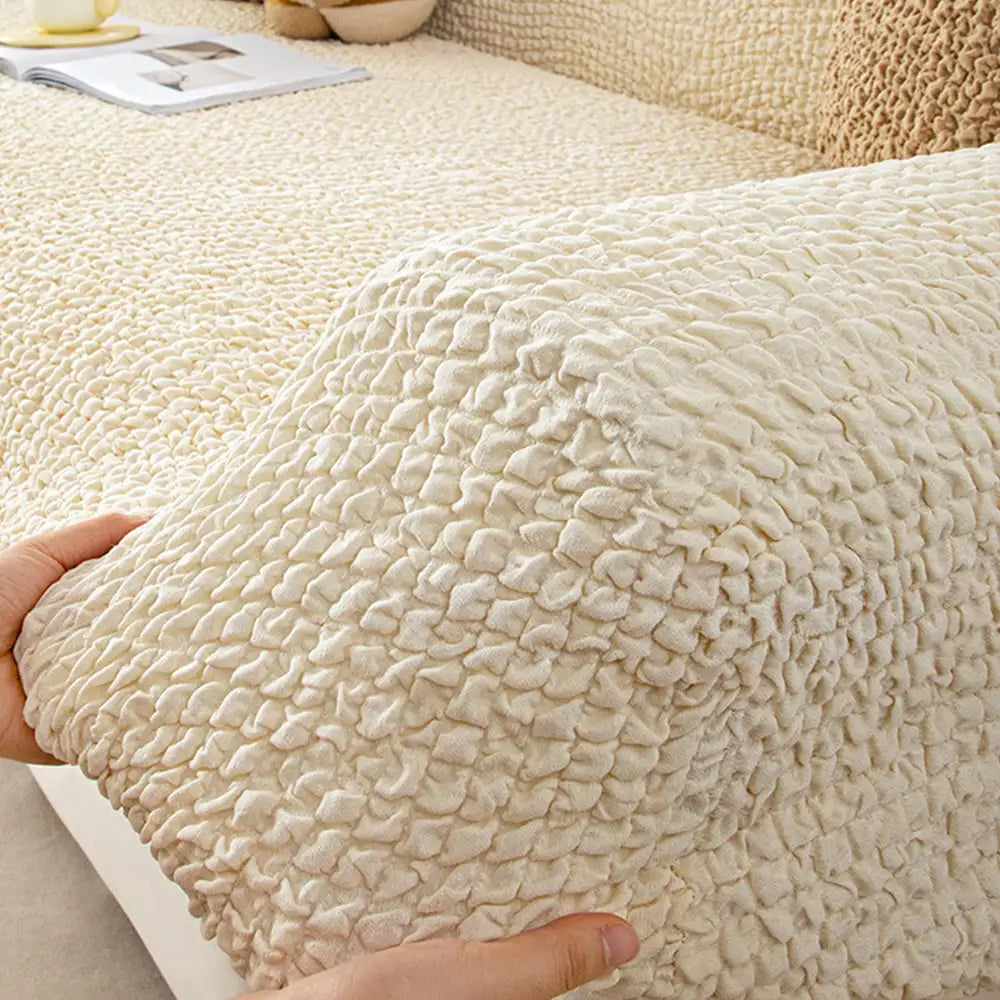 Cream Style Seersucker Breathable Stretchy Full-Coverage Sofa Cover
