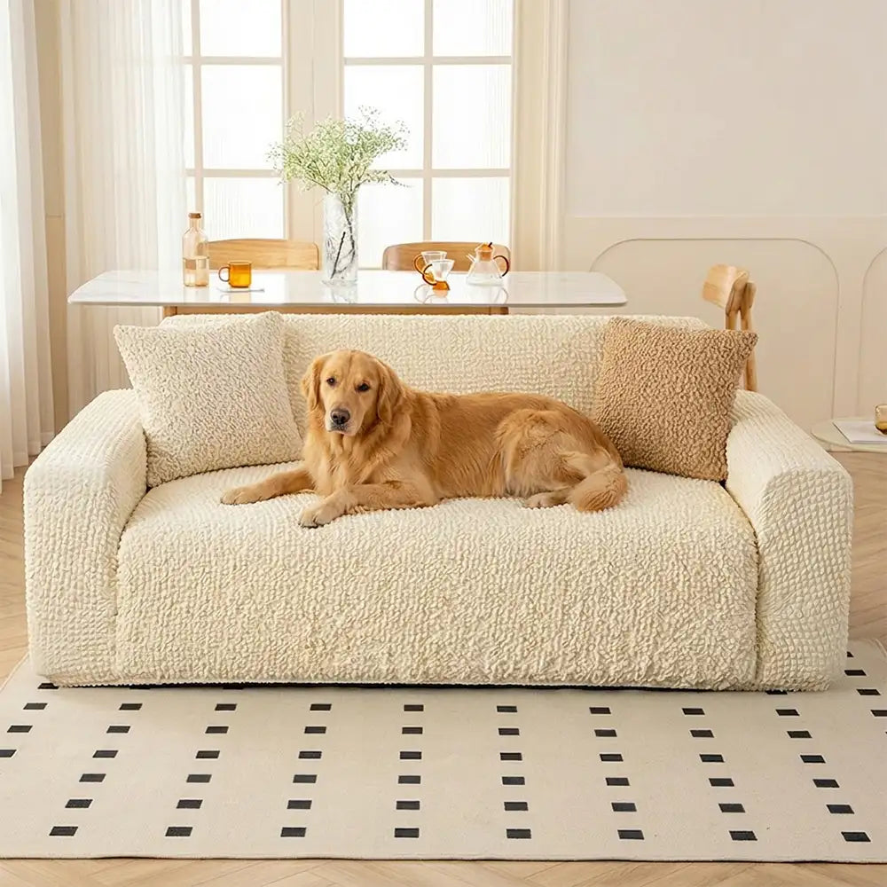 Cream Style Seersucker Breathable Stretchy Full-Coverage Sofa Cover
