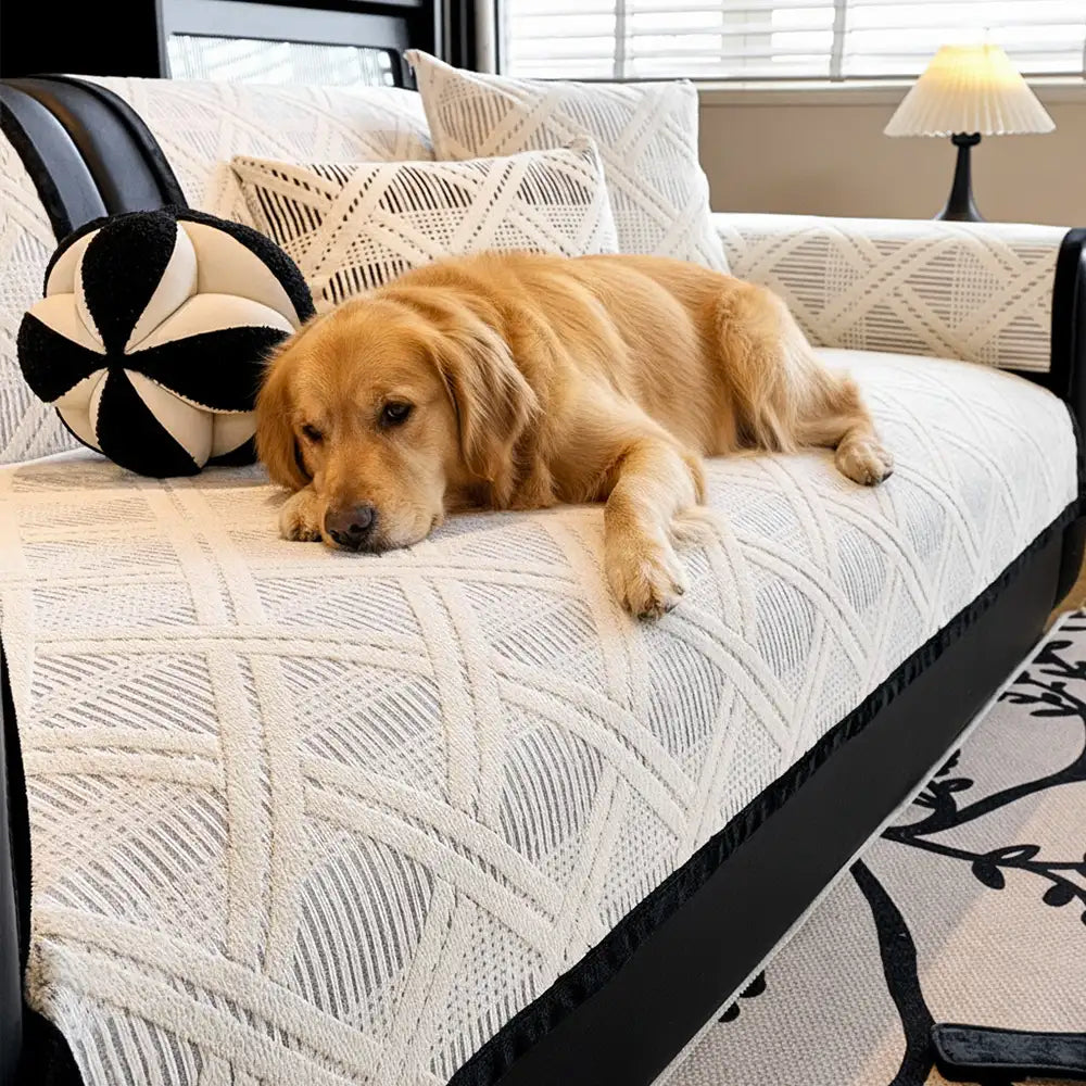 Creative Plaid Pattern Anti-Cat Scratch And Non-Slip Sofa Cover - Suitable For All Seasons
