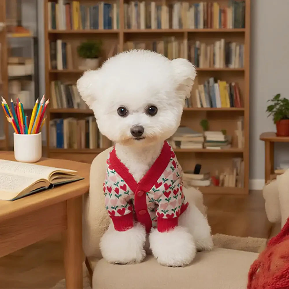 Fair Isle Heart Patterned Dachshund Cardigan Dog Jumper Dog Clothes Sweater