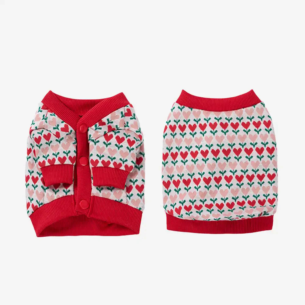 Fair Isle Heart Patterned Dachshund Cardigan Dog Jumper Dog Clothes Sweater