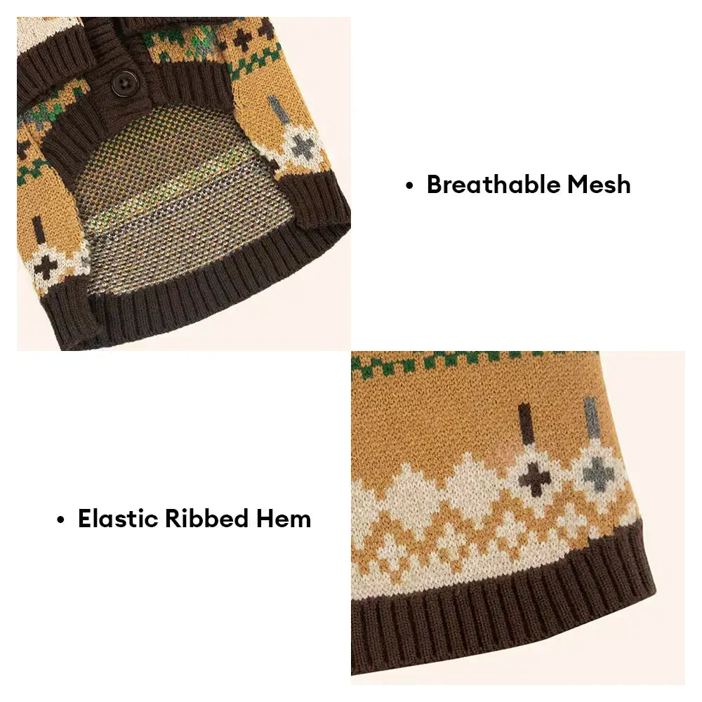 Fair Isle Vintage Pattern Dachshund And Small To Medium-Sized Dog Jumper