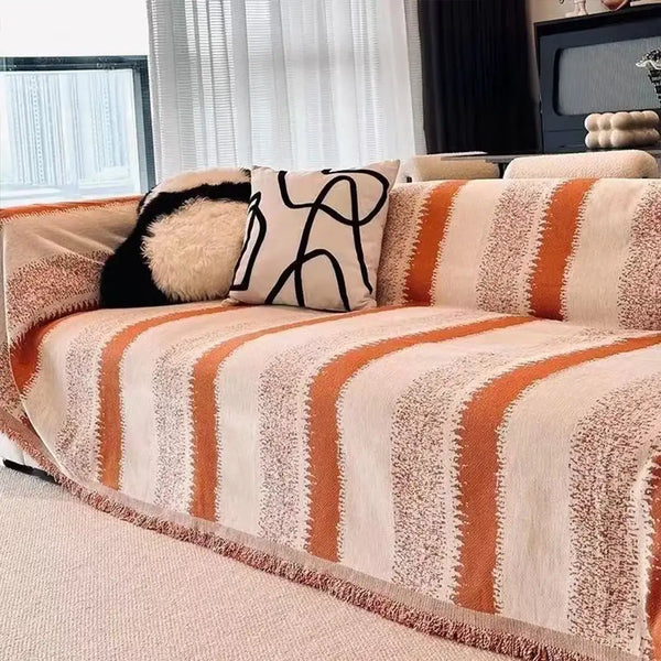 Fashion Striped Chenille Scratch-Resistant Sofa Throws Sofa Cover