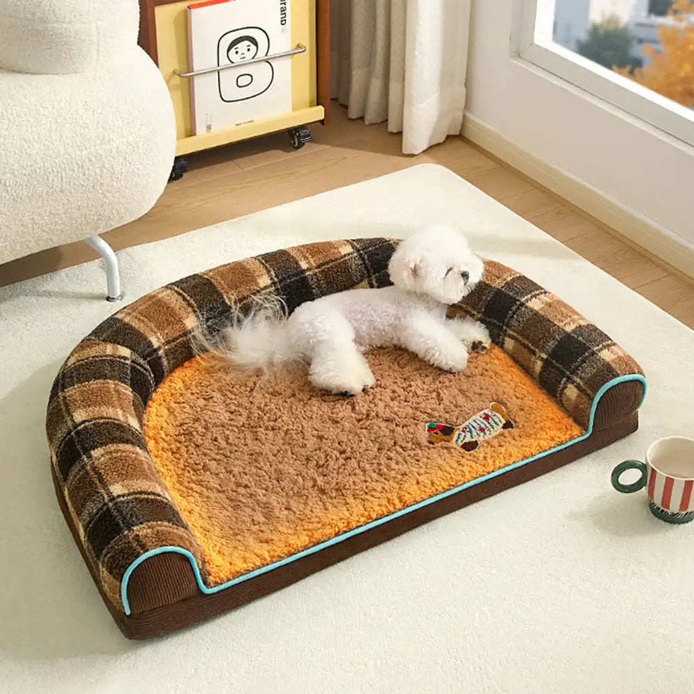 Faux Lambswool U-Shaped Removable Washable Orthopaedic Pet Bed