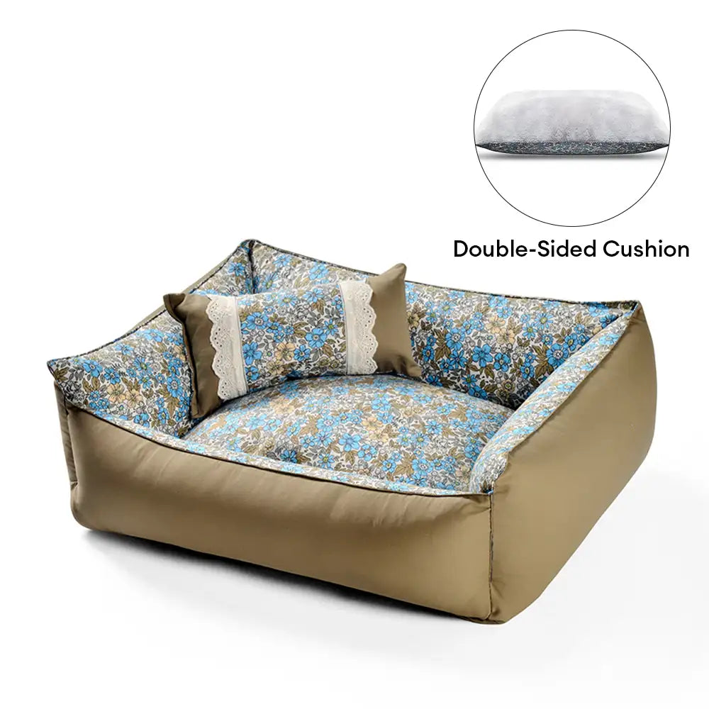 Floral Pattern Anti Static Washable All Season Dog Bed
