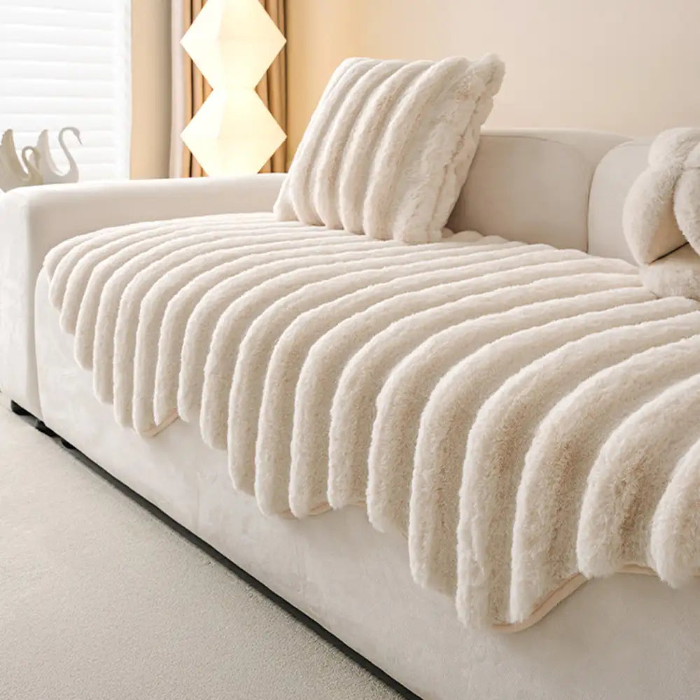 Fluffy Comfort Plush Furniture Protection Decorative Sofa Cover