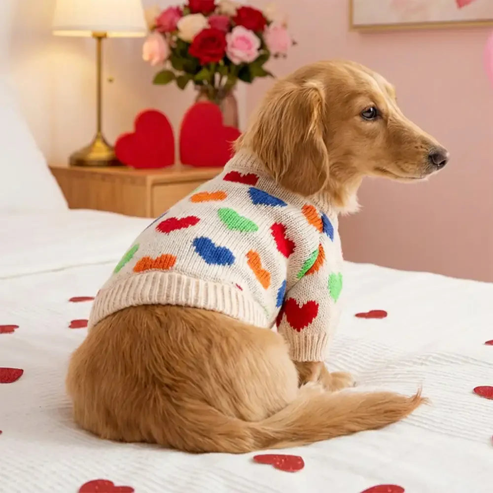 Heart Patterned Dachshund Dog Jumper Dog Clothes Sweater