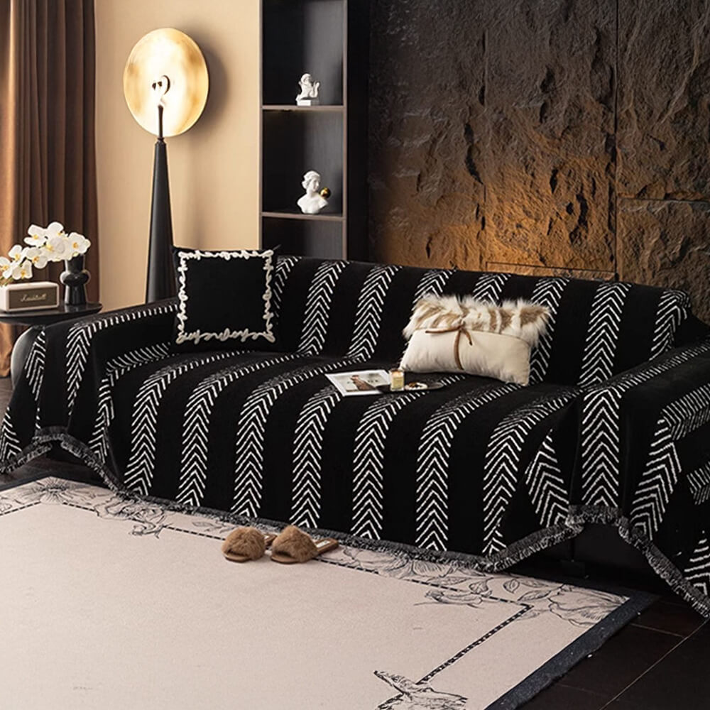 Herringbone Chenille Durable Throw Sofa Cover with Seamless Pattern Stitching
