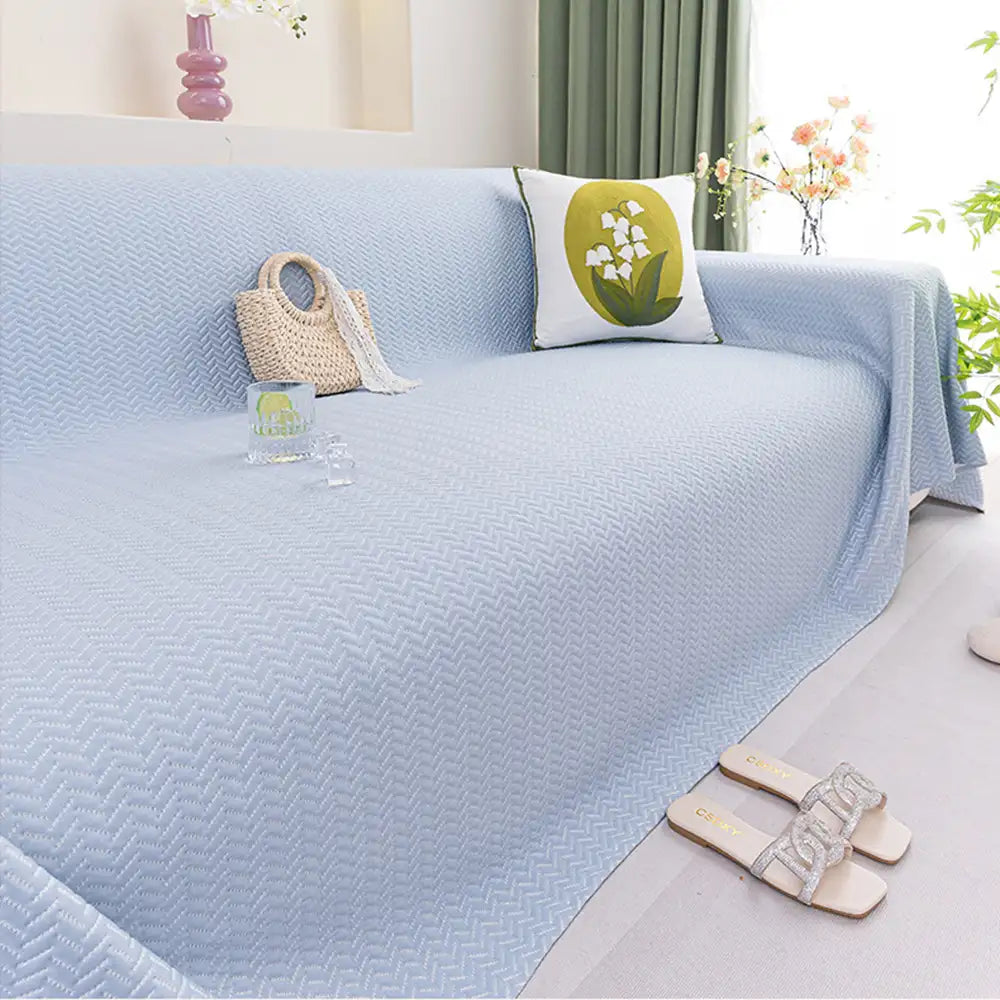 Herringbone Ice Silk Cooling Breathable Sofa Protector Washable Sofa Cover Sofa Throws