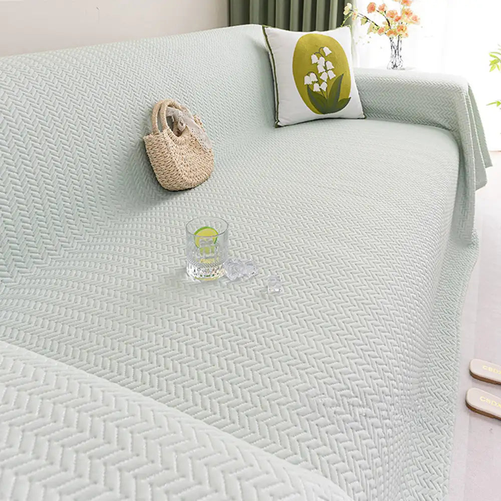 Herringbone Ice Silk Cooling Breathable Sofa Protector Washable Sofa Cover Sofa Throws