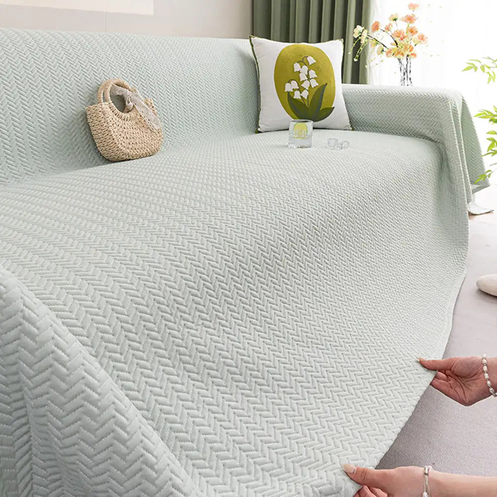Herringbone Ice Silk Cooling Breathable Sofa Protector Washable Sofa Cover Sofa Throws