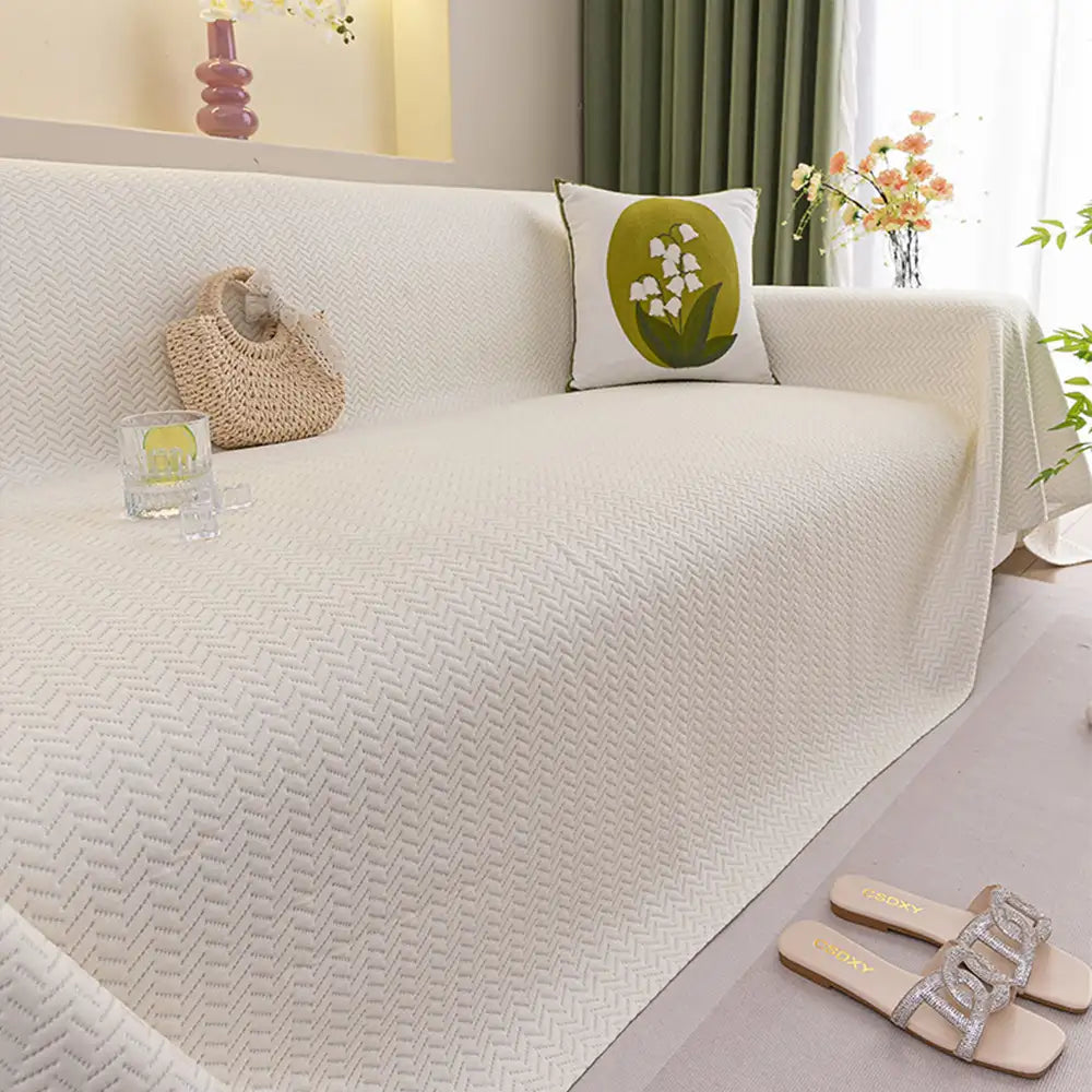 Herringbone Ice Silk Cooling Breathable Sofa Protector Washable Sofa Cover Sofa Throws