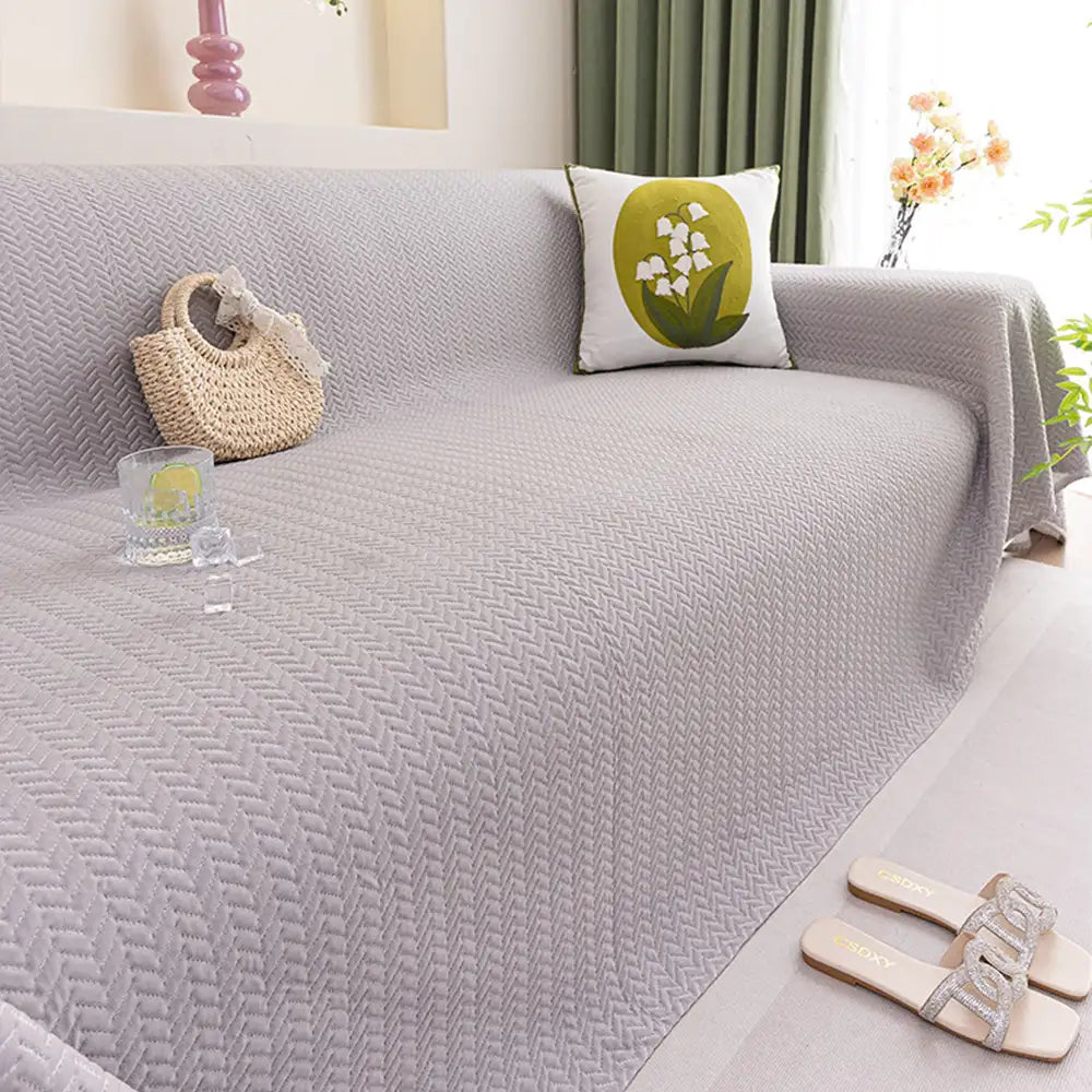 Herringbone Ice Silk Cooling Breathable Sofa Protector Washable Sofa Cover Sofa Throws