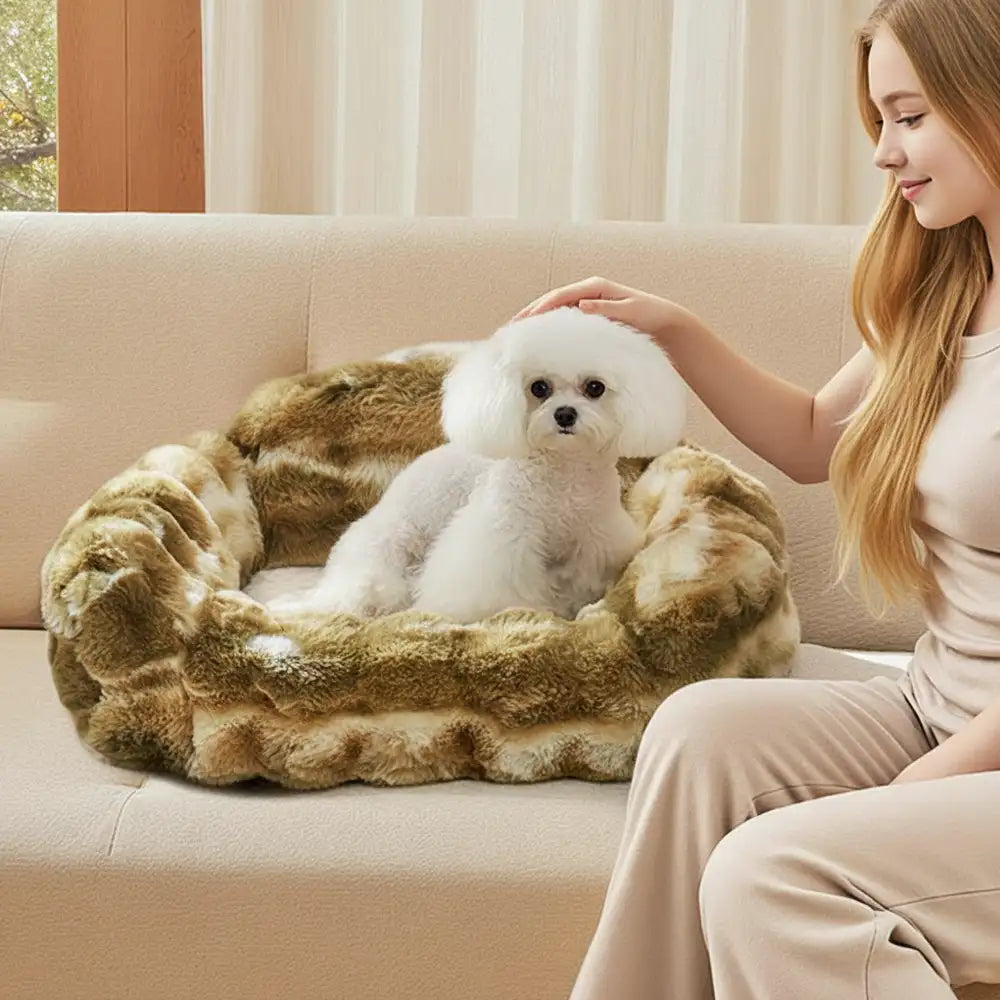 Jungle Secret Tie-Dye Plush Cosy Dog And Cat Sofa Bed