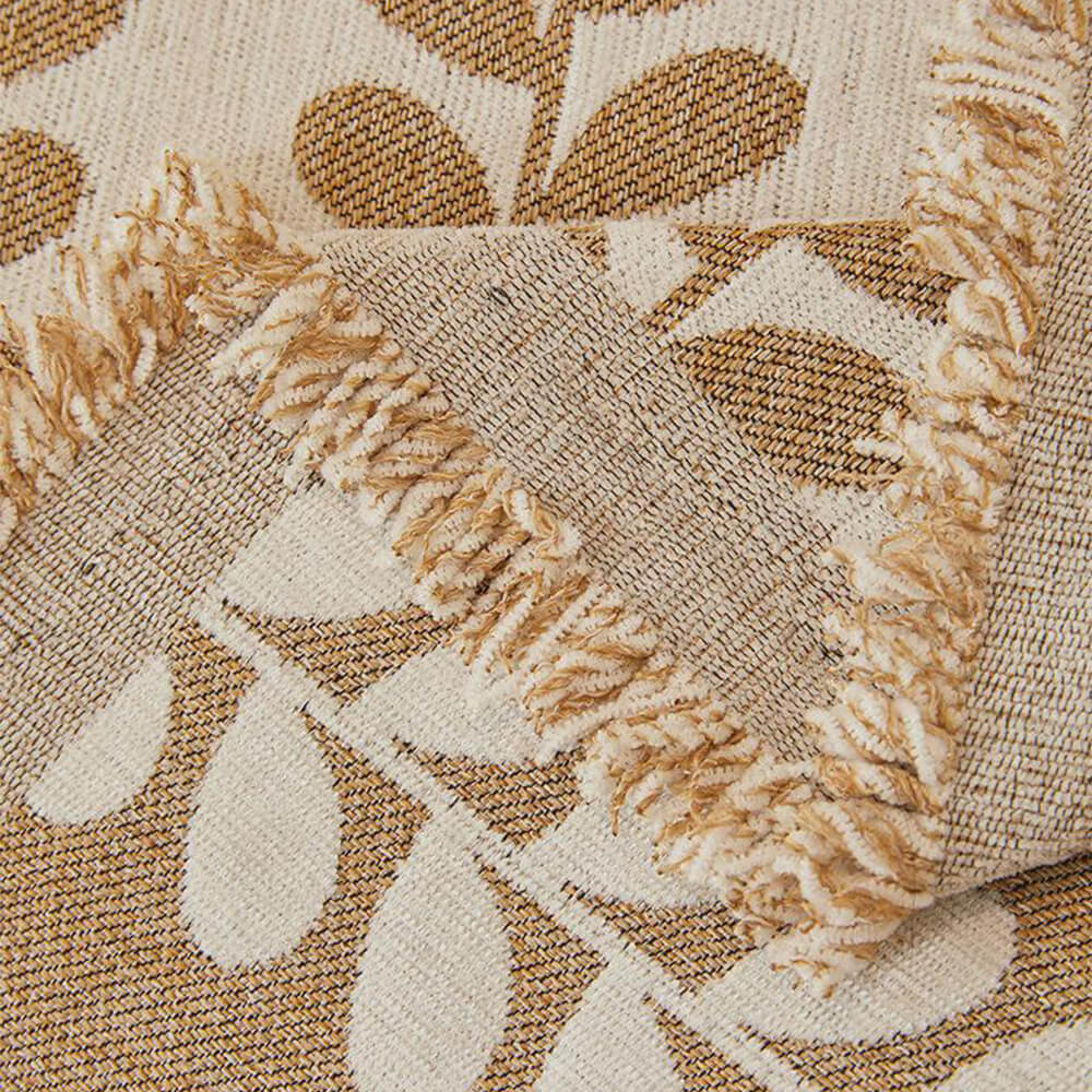 Leaf Stripe Chenille Fabric Fringe Decoration Sofa Cover